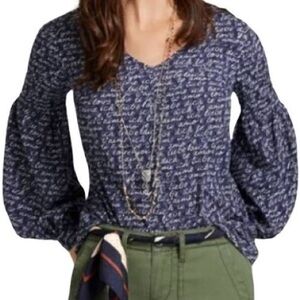 CAbi Te Amo Navy Blouse #5336 Love Top S